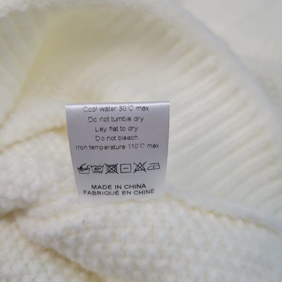 Cream Mock Neck Knit Sweater Small Pullover Long Sleeve Casual - Picture 4 of 7